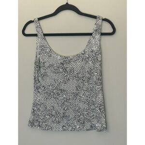 Alex Evenings Fancy Sparkly Tank Shell White Silver Women's M